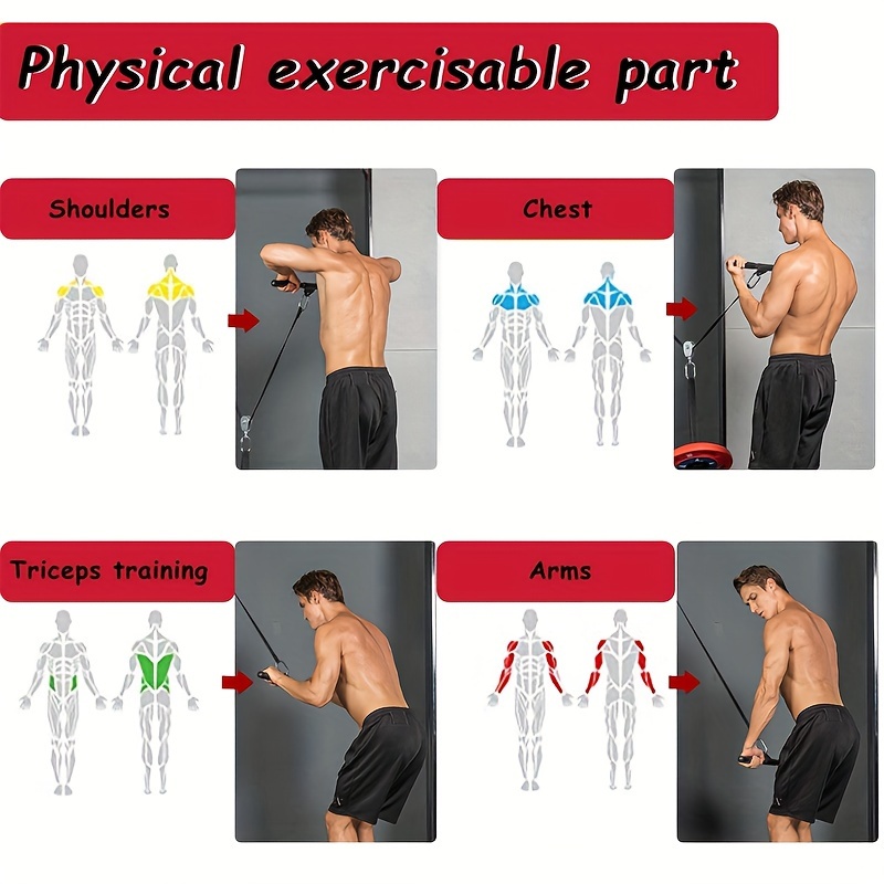 Oak-Sports Universal Home Gym Cable Pulley System for Arm, Back, and Abdominal Strength Training - LAT Pull Down Attachment with Straight Bar, Handles, Steel Wire Rope for Squat Racks, Multiple Colors, Includes Accessories for Functional Fitness, Ideal for Father'S Day and Teachers' Day