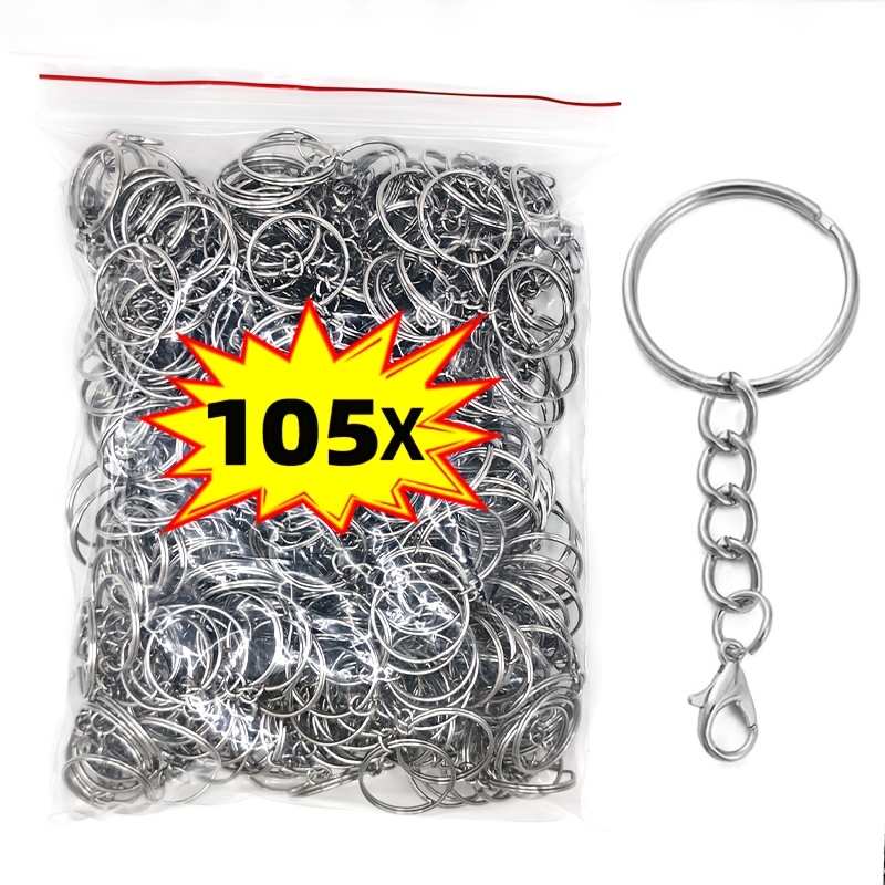 TEMU 105pcs Key Rings, Key Ring Accessories, Key Rings With Chains And Lobster Clasps, Bulk Materials For Diy Crafts, Keychains, Bag Charms, And
