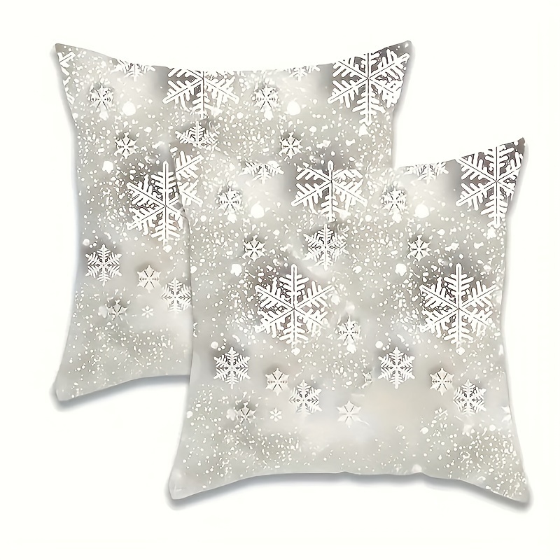 

2pcs Silvery Pillowcase, 18x18in, Sofa Pillowcase , Suitable For , Christmas , Washable,