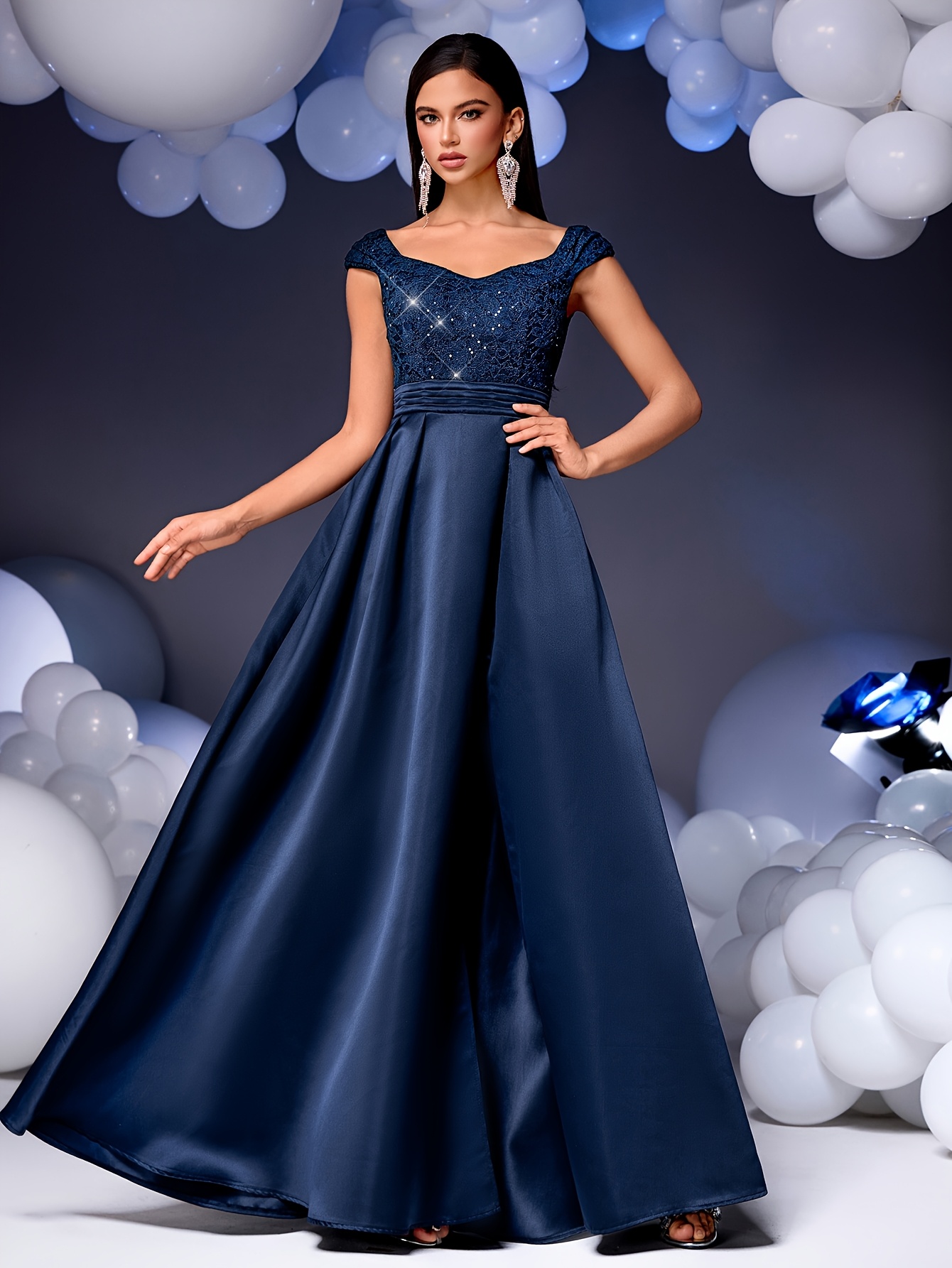 open lace back dress NICOLETTE Off the Shoulder Beaded Tulle Frilly Party Dress
