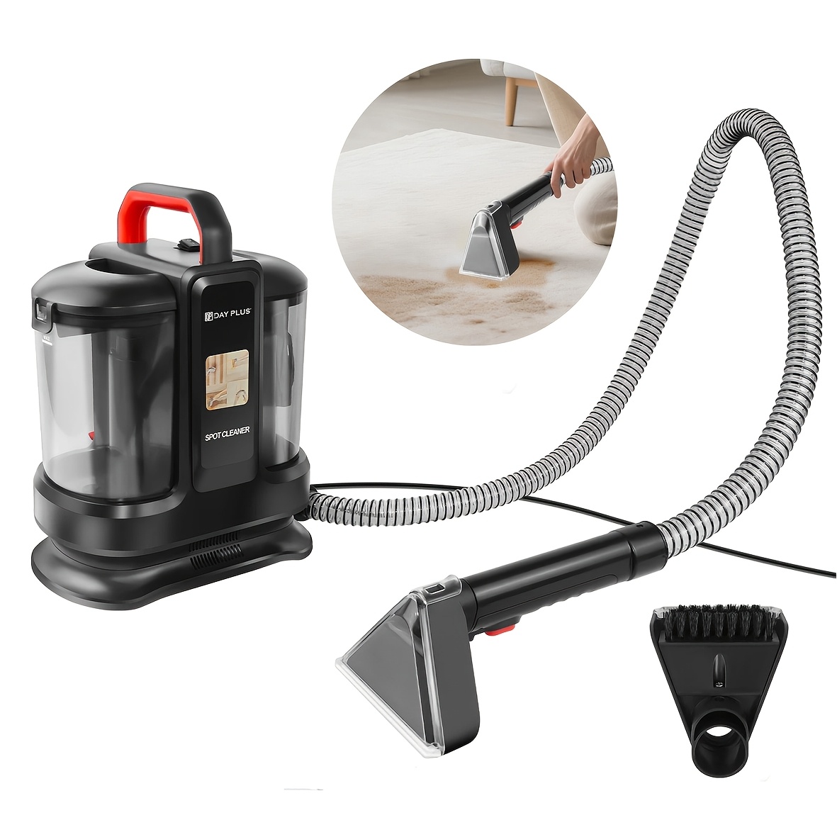 E-shop Multifunktionale tragbare Teppich- Polster-Fleckenreinigungsmaschine, 15kpa Handstaubsauger , Doppel-Wassertank-Design, geeignet für Teppiche,