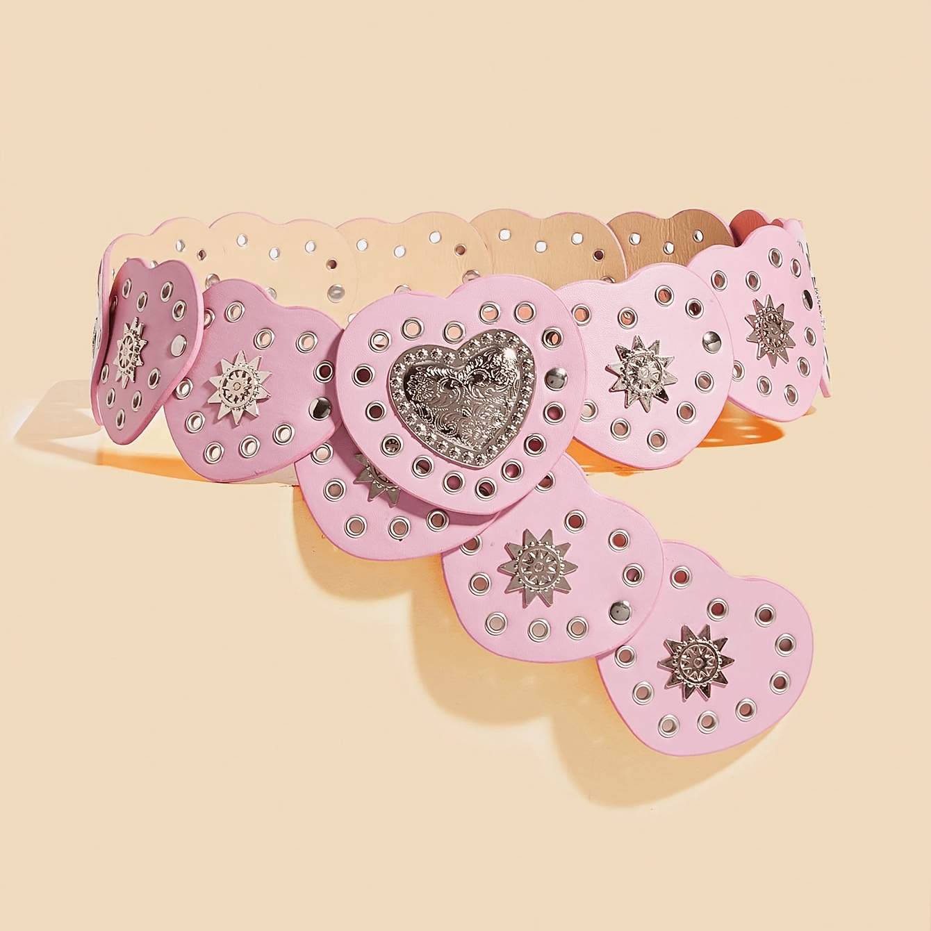 TEMU 1 ceinture large pour femme en patchwork de cœur rose, jolie ceinture Y2K street style dopamine cœur, à avec chemises, robes, vêtements blancs,