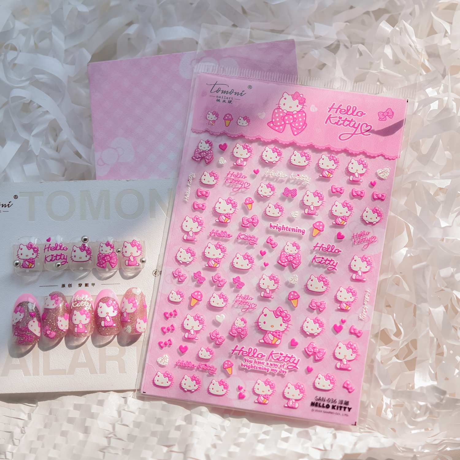 

Sanrio Hellokitty Embossed Nail Art Stickers, Cartoon-themed Plastic Decals, Self-adhesive Nail Accessories, Sanrio, Nail Accessories