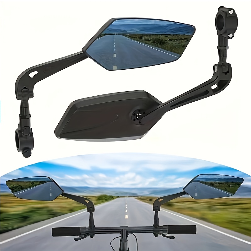 2 buc. Oglinzi Retrovizoare pentru Bicicletă cu Unghi Larg HD - 360° Reglabile, Potrivite pentru Trotinete și Biciclete Oglindă Reflectoare - ABS Durabil, Negru Rectangular cu Viziune Clară
