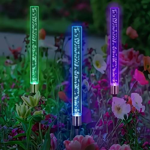 2 4 pack solar bubble lights solar powered color changing led garden lights with auto on off durable plastic reed lights for yard patio lawn fence walkway decoration solar garden lights patio decor