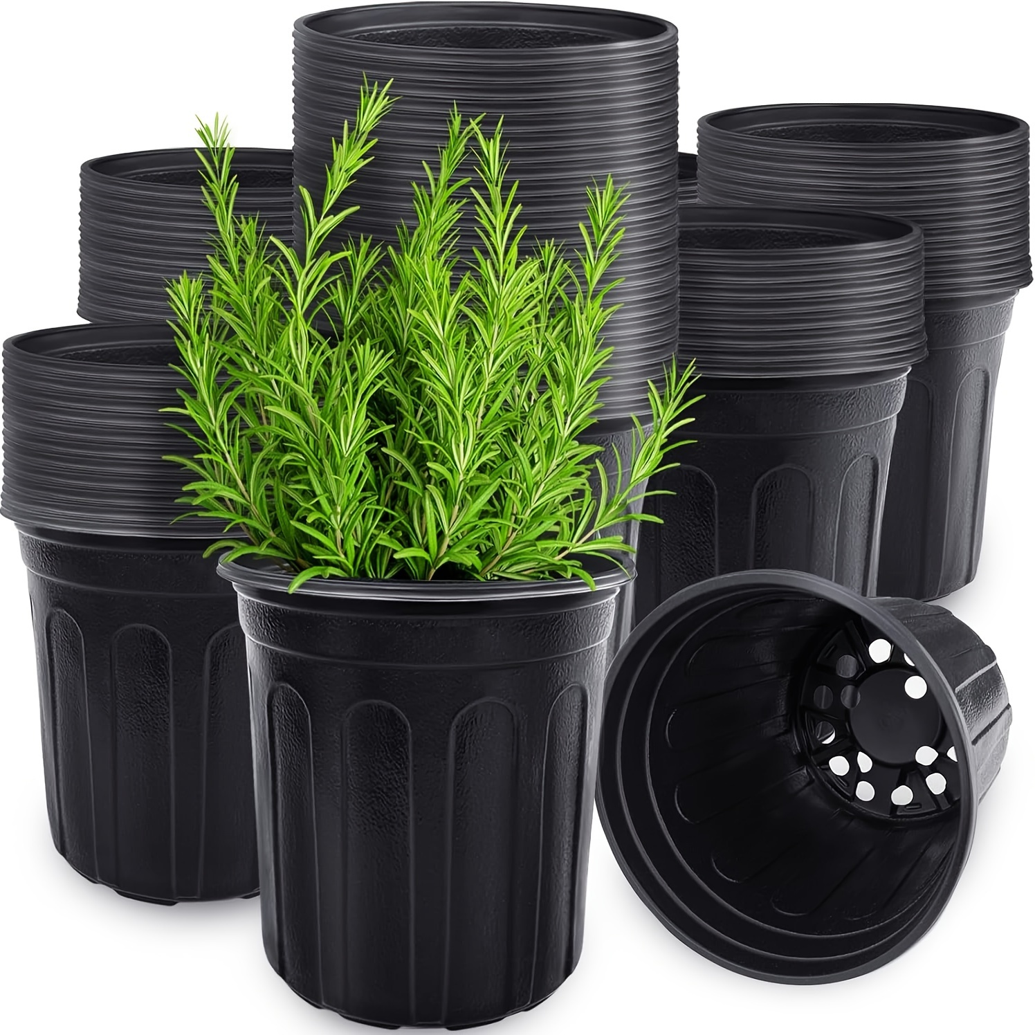 

Lot de 60 de pépinière d'1 gallon de des trous de drainage, contenants de plantes en plastique une utilisation intérieure et extérieure, au sol, à , plusieurs composants