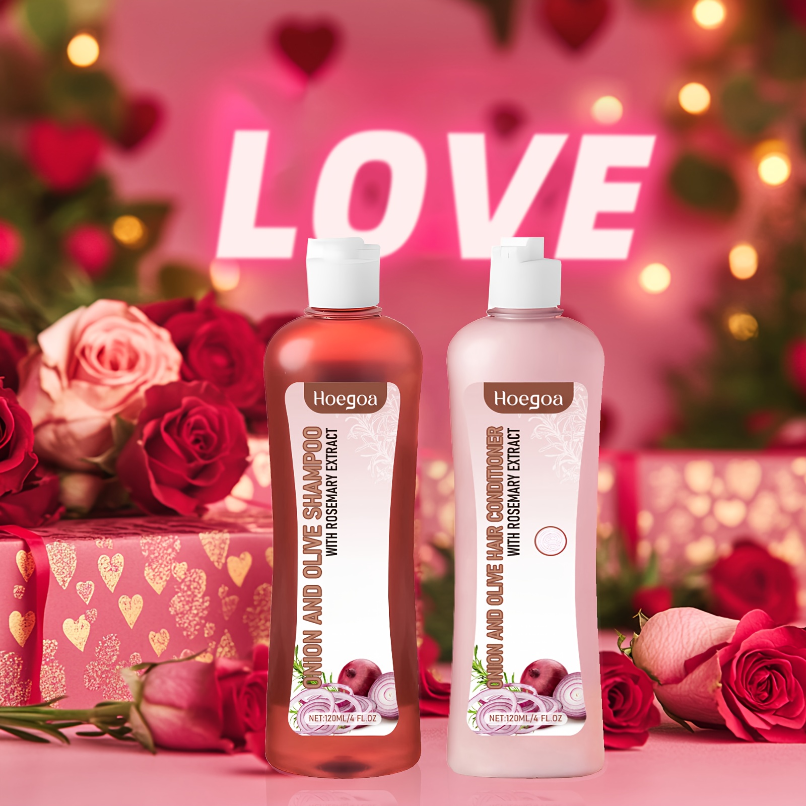 TEMU 1set Onion & Rosemary Shampoo Set With Onion Oil, Olive Oil & Rosemary Leaf Oil For Dry Hair, Deep Cleansing Shampoo & Conditioner For Thicker