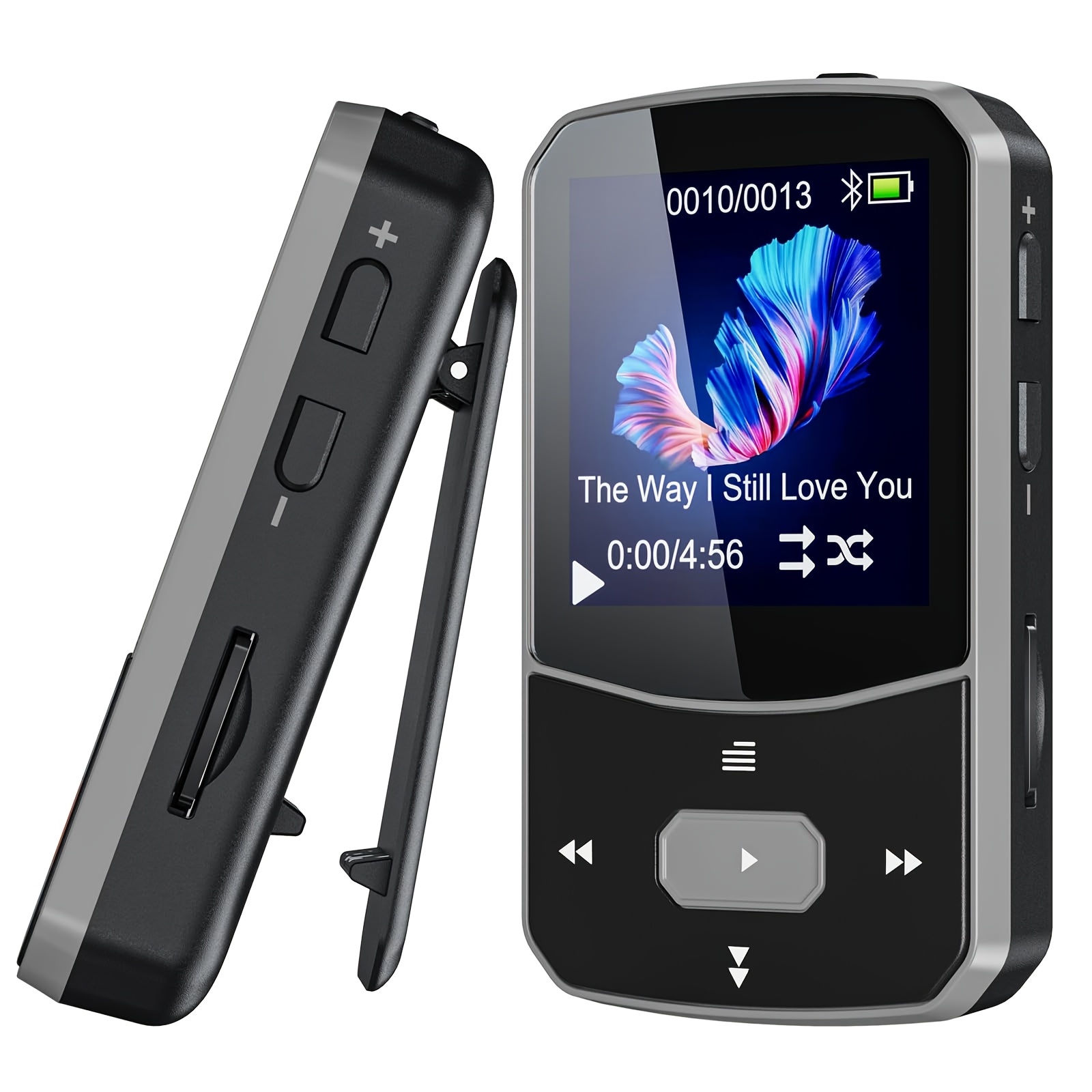 64gb wireless wireless 5 3 mp3 player for kids adults   mini design hifi sound 1 5 tft display fm radio pedometer expandable to 128gb   earphones portable music player fitness tracking device sleek device   control buttons clear display screen     sturdy construction   0