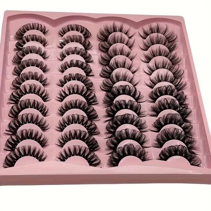 20 Pairs Black False Eyelashes - Thick, Fluffy Cat-eye Lashes With Mixed Curls For Daily & Party Makeup, Hypoallergenic