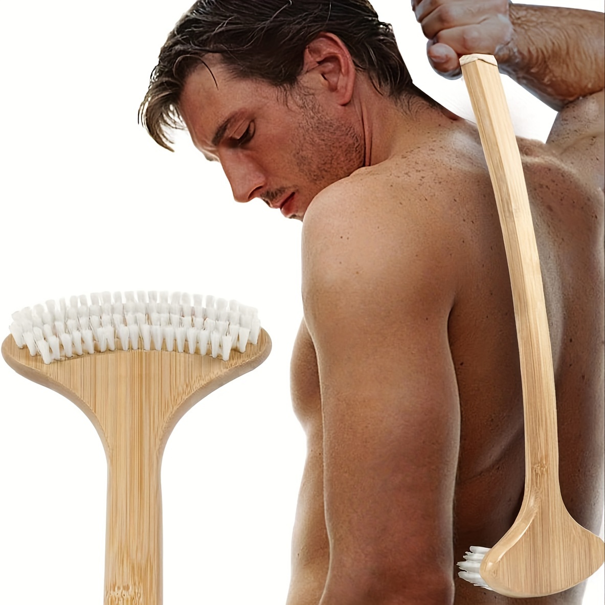 

Bamboo Back Scratcher - Long Curved Handle With Large Surface Body Brush, Ergonomically For Instant (ideal Gift For The Elderly)