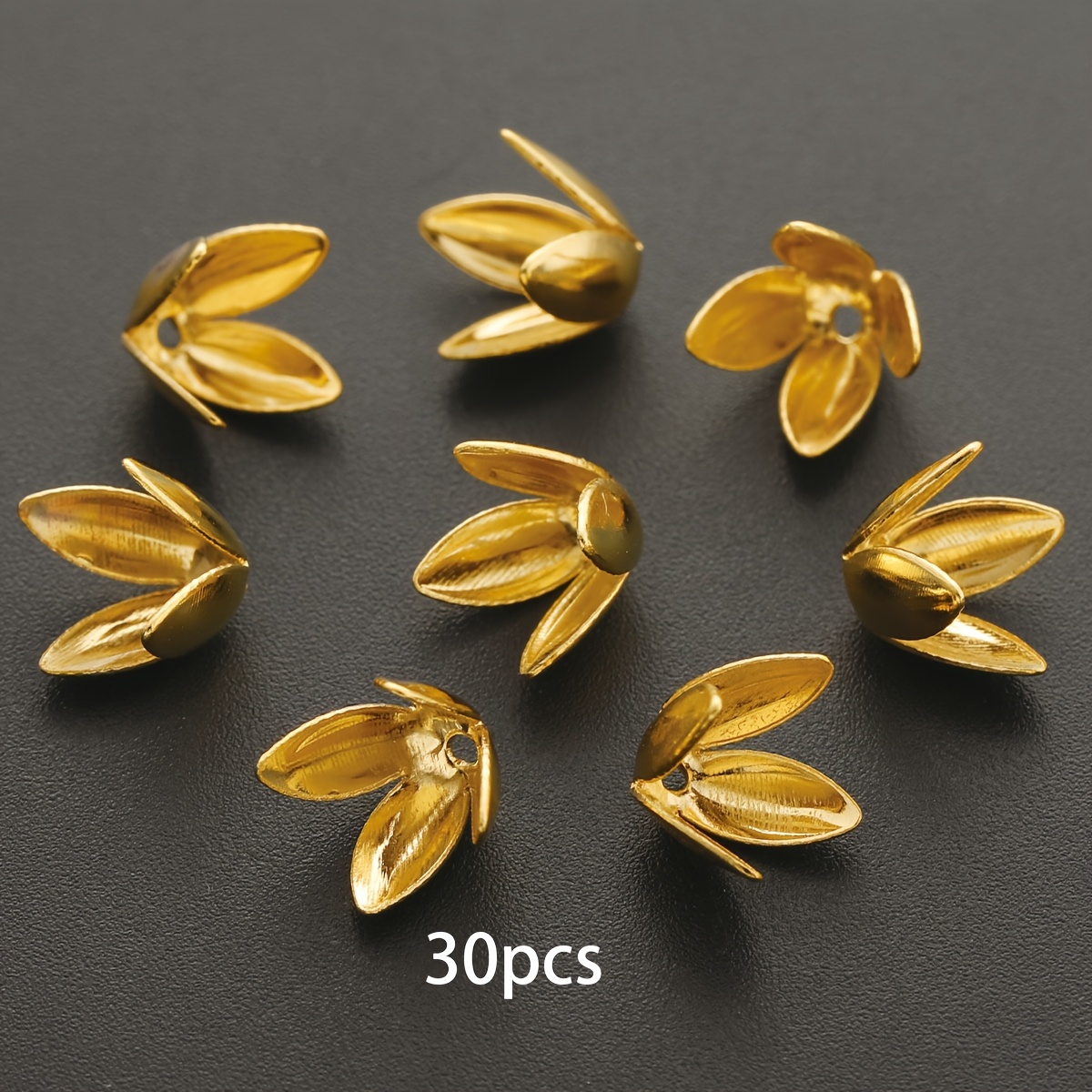 TEMU 30 piezas de tapas de cuentas de flores de , colores mezclados , cuentas separadoras de flores, soportes de flores para cuentas de hilo, cuentas