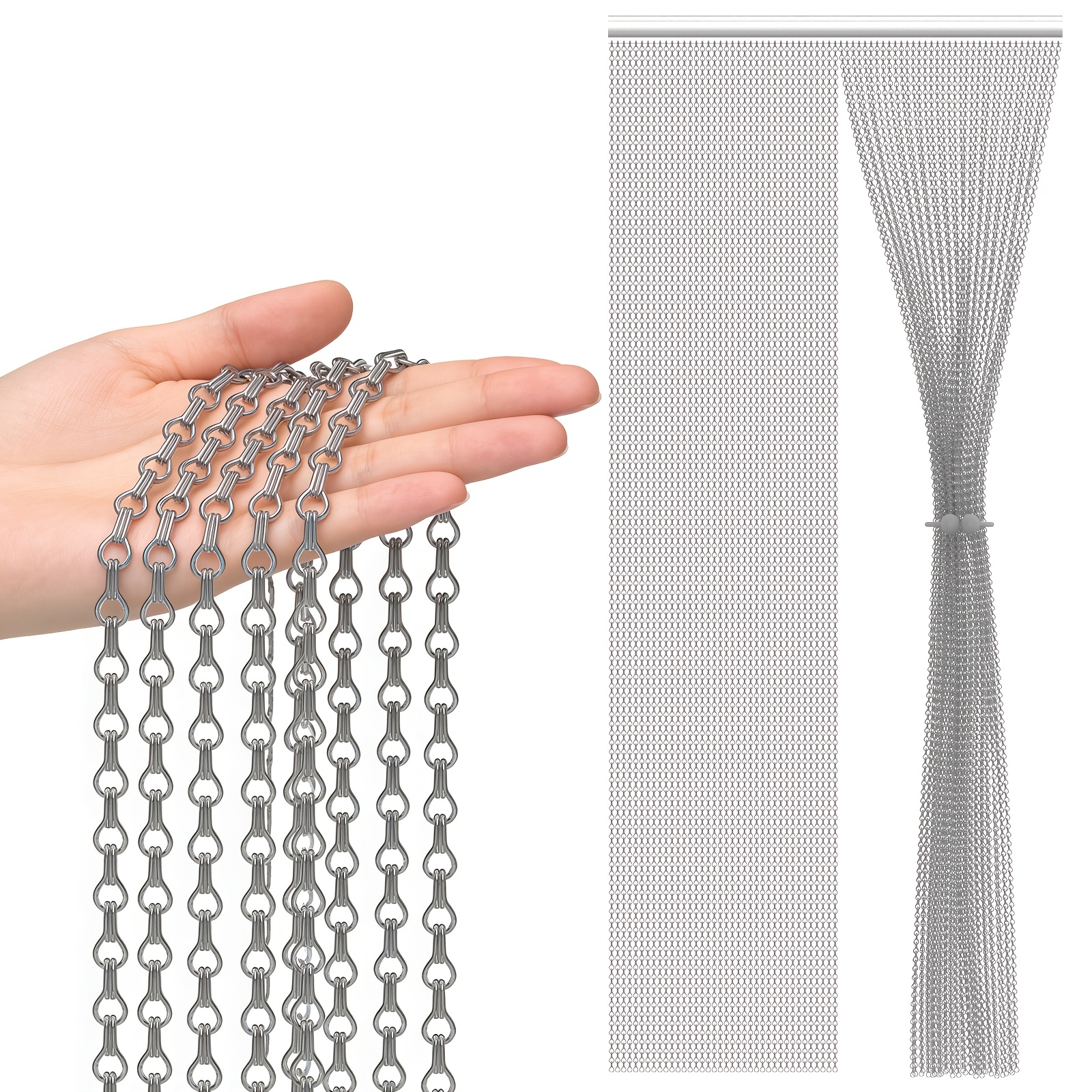 Alloy Aluminum Chain Curtain, Insect And Fly Screen Curtain For , Ventilation & Privacy, Length Adjustable, Suitable For Kitchen & Terrace