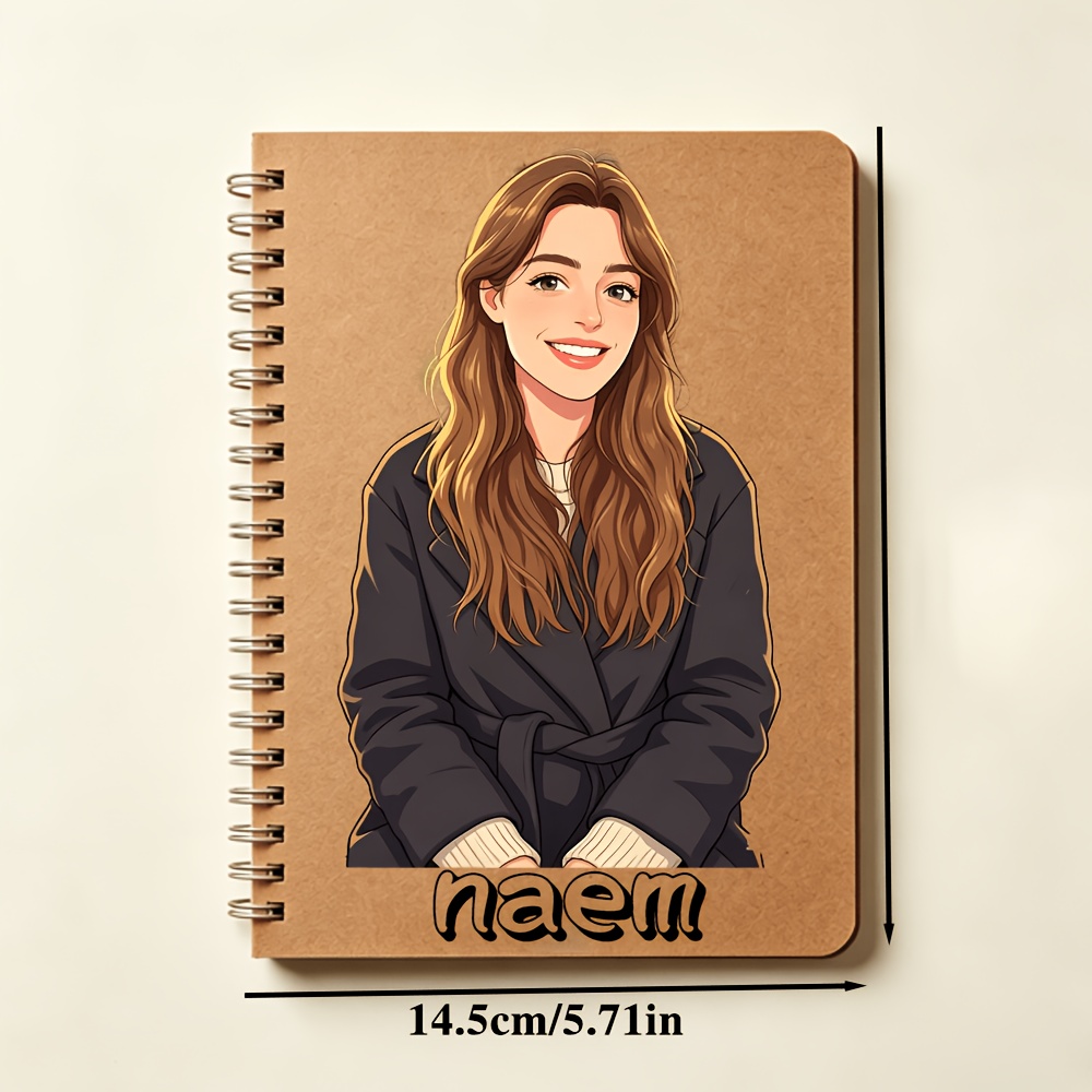 TEMU Cuaderno con foto personalizable, cubierta transparente esmerilada/amarillenta, cuaderno de dibujos animados personalizado, tus fotos en estilo