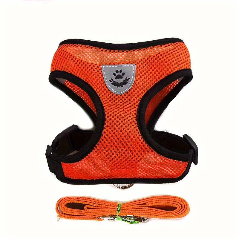 Image of Reflective Pet Harness And Leash Set For Dogs And Cats, Adjustable Puppy Cat Vest Harness With Soft Mesh