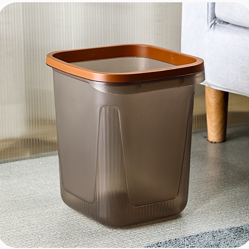 2pcs heavy duty plastic trash can with open top lid odor resistant leakproof cylindrical bin suitable for kitchen bedroom office painted durable wastebasket easy to   Product details 1