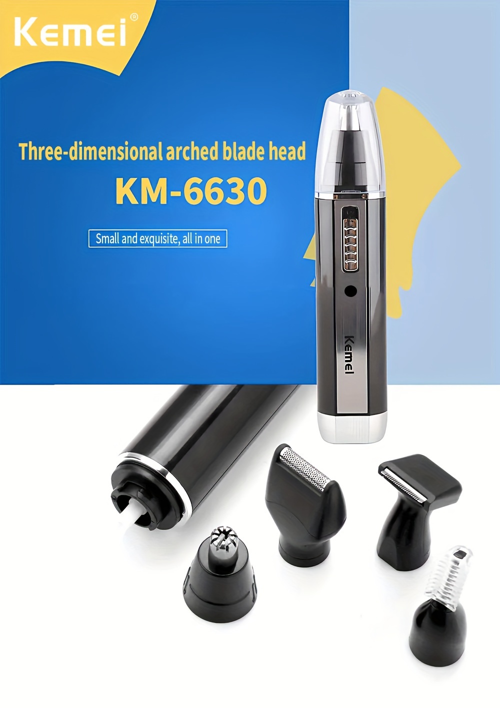 km 6630 4 in 1 professional rechargeable nose and ear hair trimmer mens personal care tool details 4