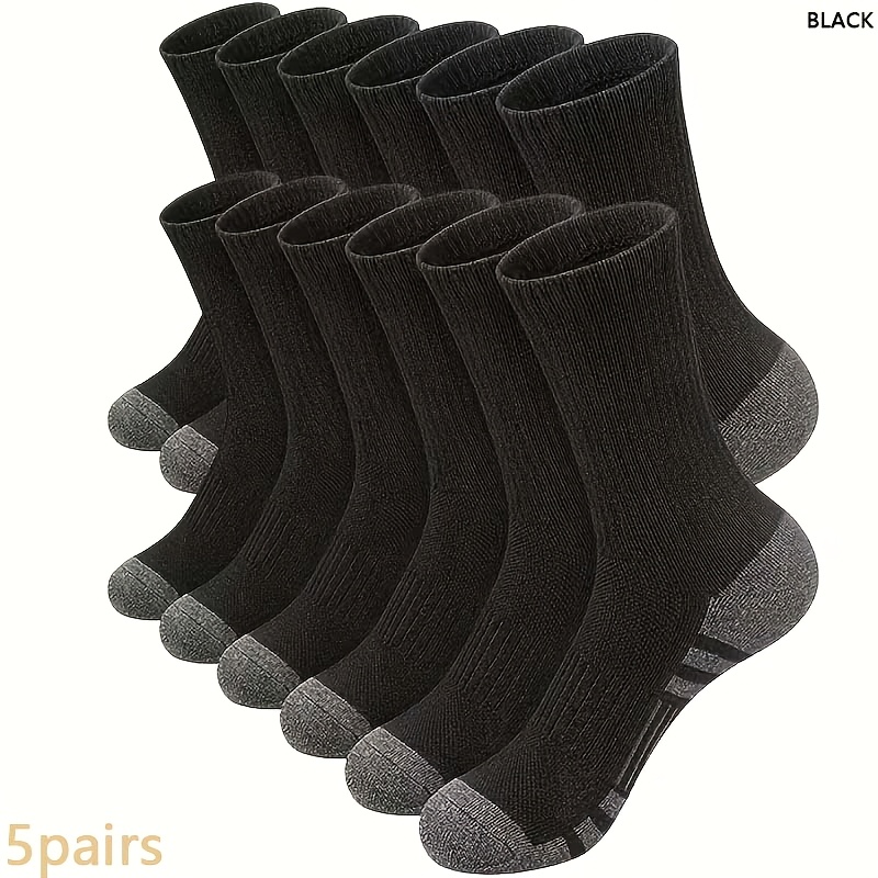 TEMU Random 5pairs Men's Long Socks, Autumn And Winter Sports Socks Long Socks, Socks, Running Socks, Men's Warm Socks, Classic Solid Color Socks,