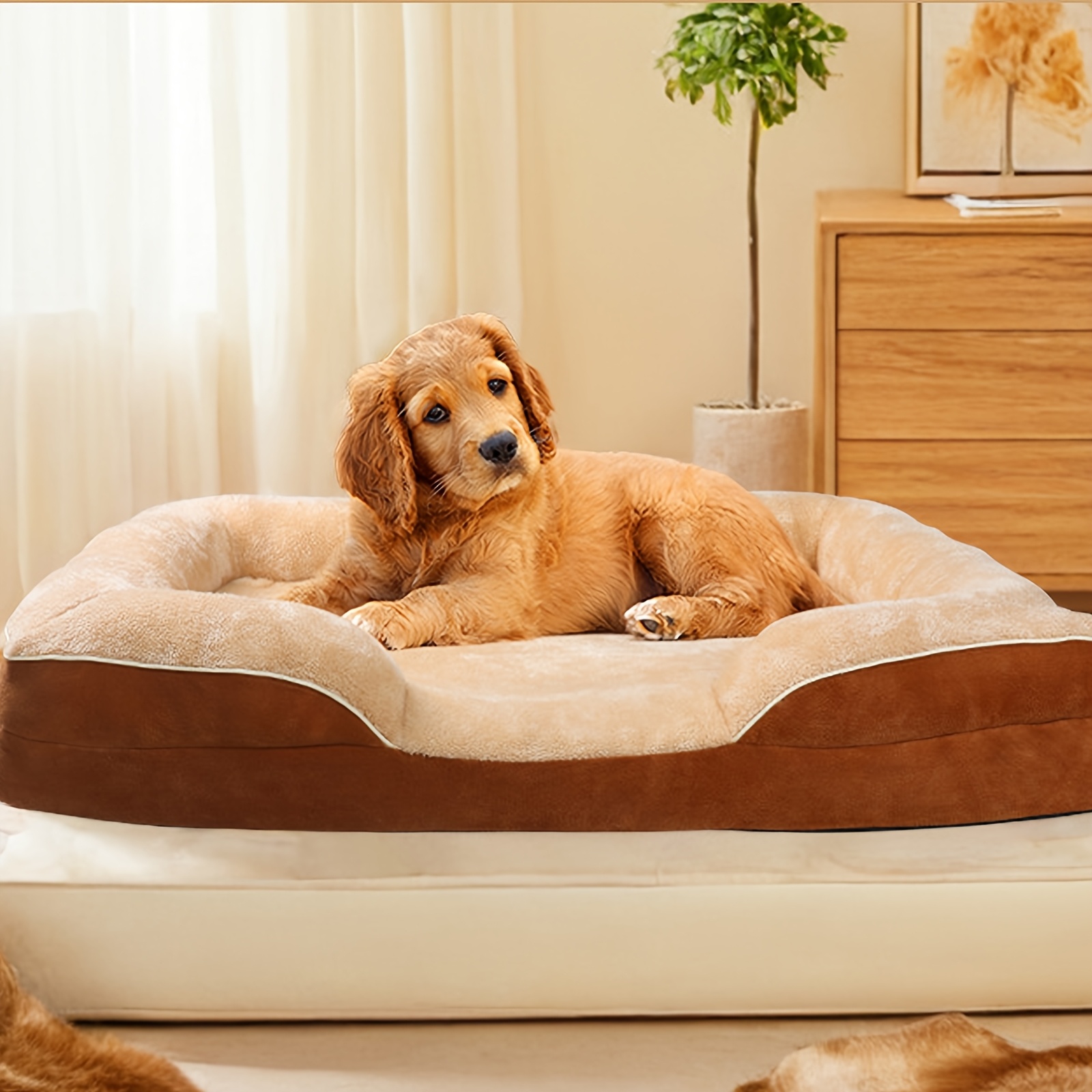 luxury plush dog bed sofa soft washable     in deep gray   small to large breeds cozy and durable polyester design Product details 1