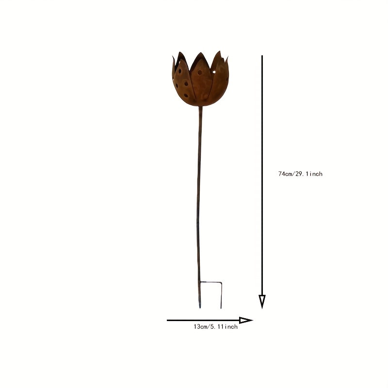[3d] 1pc Rustic Tulip Candle Holder - Outdoor/ -standing 3d With Realistic Wax Flame Compatible Candle Use (no Electricity Needed),, Wedding, Party Decor - Durable Metal