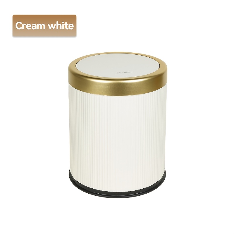 Large Capacity Luxury Odor-sealing Press-type Kitchen Trash Can With Dual Inner Bucket, Oval Plastic Waste Bin For Living Room, Kitchen, Bathroom - No Electricity Required