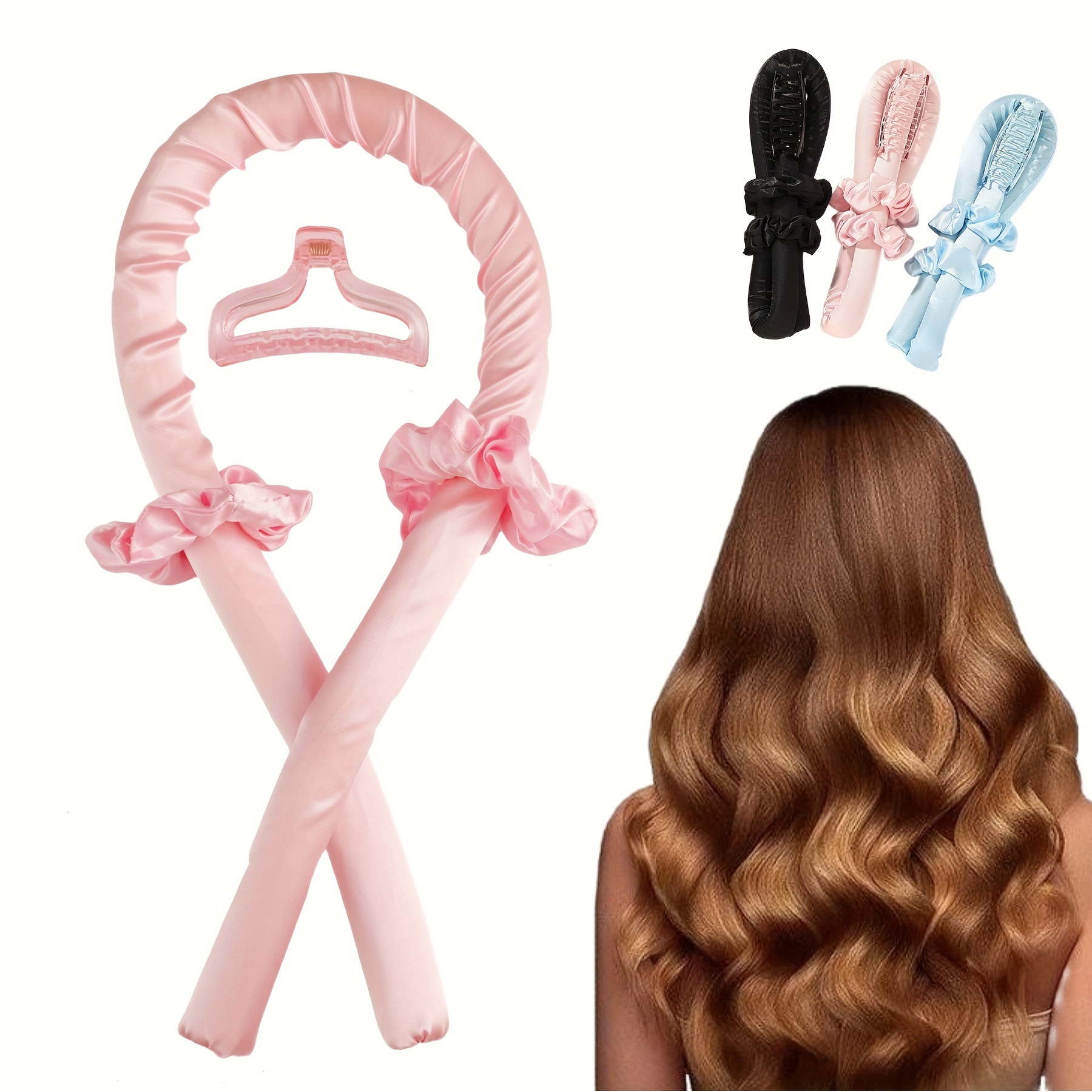 

4pcs/set Heatless Long Hair Curlers, Flexible Satin Heatless Long Hair Curlers, Soft Diy Wavy Hair Styling Tool For Medium To Long Hair Curls