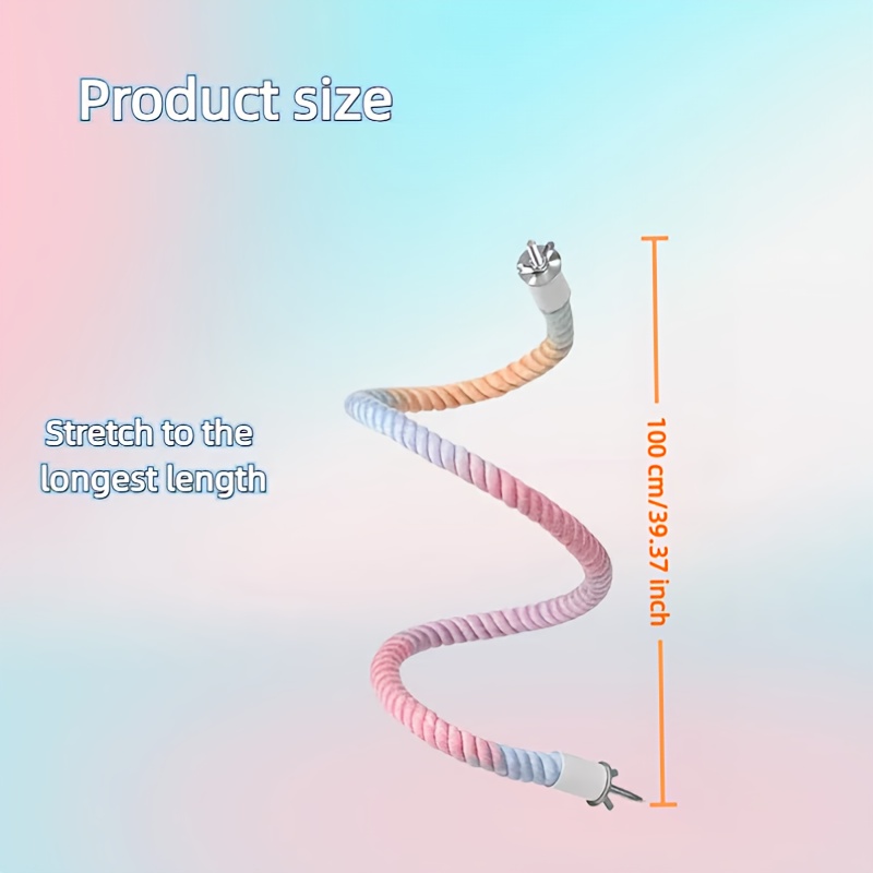 1pc Colorful Parrot Rope Stand, Flexible And Retractable Bird Cage Swing, Durable Rotating Climbing Rope Ladder, Fun Bird Toys For Parakeets, And Lovebirds