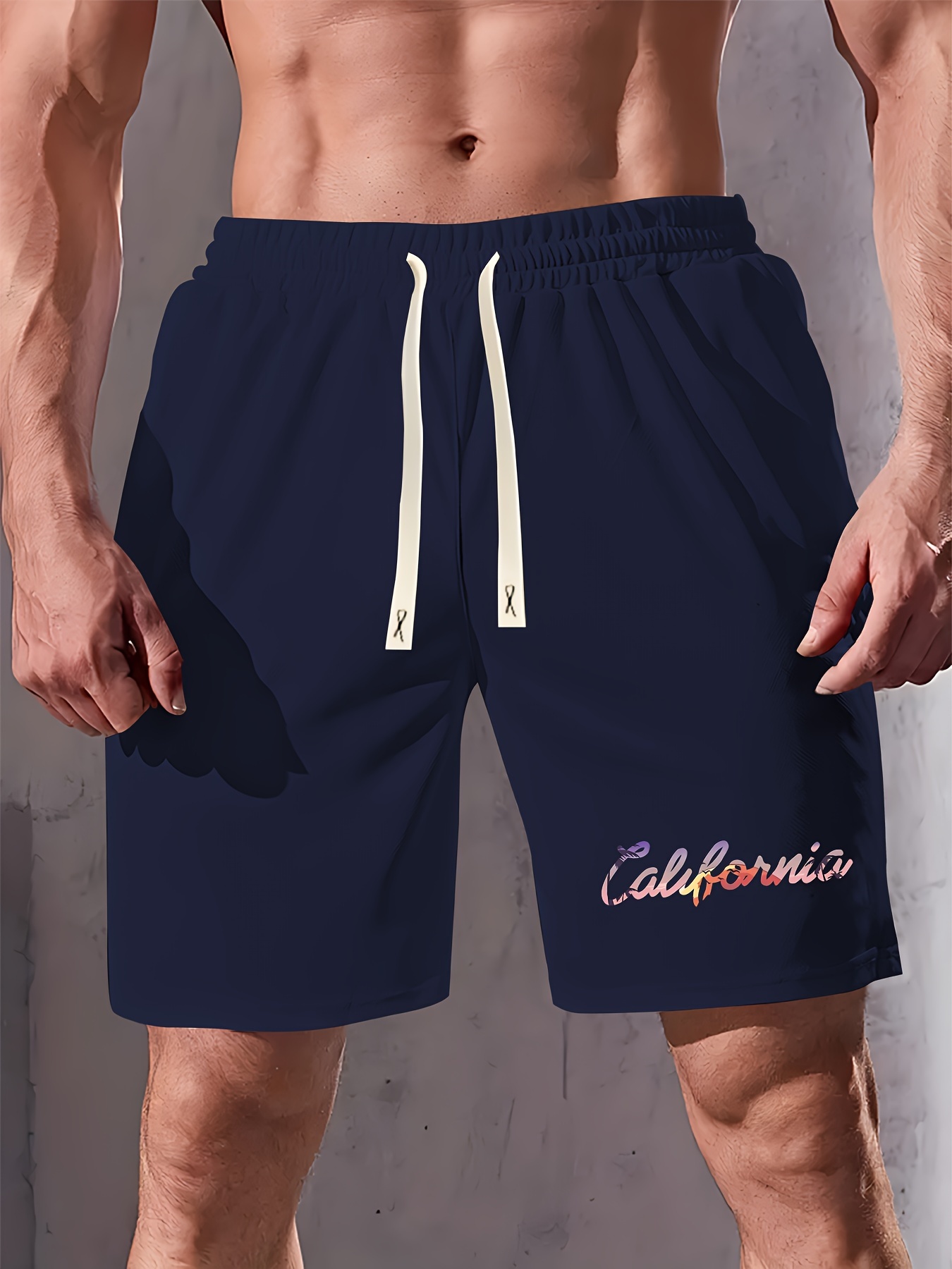 Kinetic Kings California Streetwear Striped Mens Drawstring Shorts