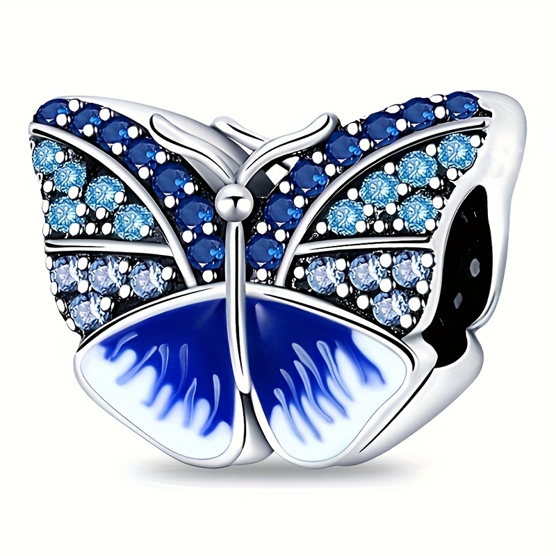 

Hot S925 Blue Butterfly Sparkling Charm Bead Fit Original Bracelets Necklaces Diy Women Jewelry Gift