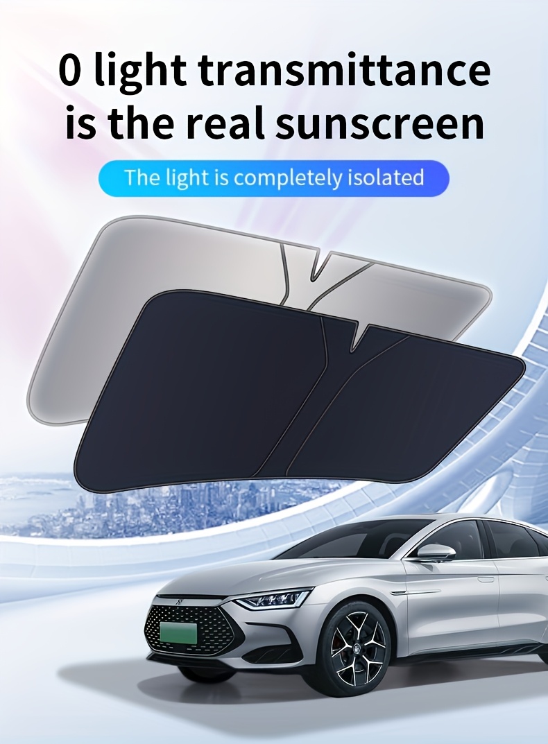 2025 New Car Front Window Sunshade, Foldable Lightweight Universal Windshield UV Protection Heat Insulation Silvery Reflective Auto Sun Shield