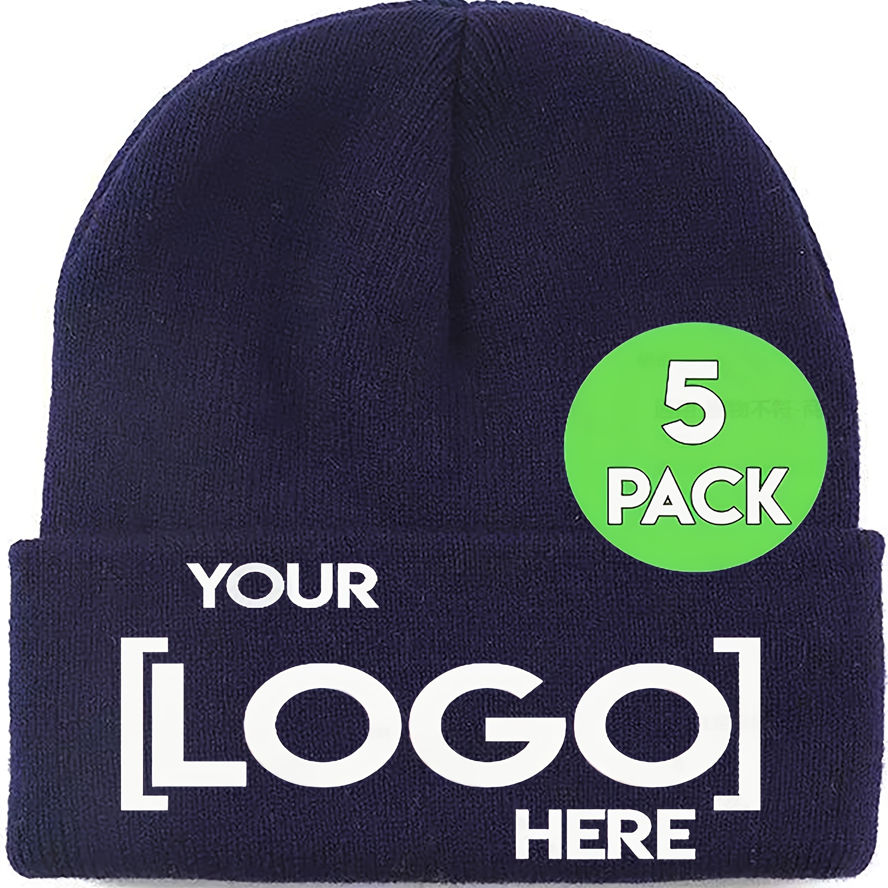 TEMU Cappello personalizzato da 5 pezzi con logo, aggiungi il tuo design, LOGO - Cappello invernale lavorato a maglia personalizzato per aziende,