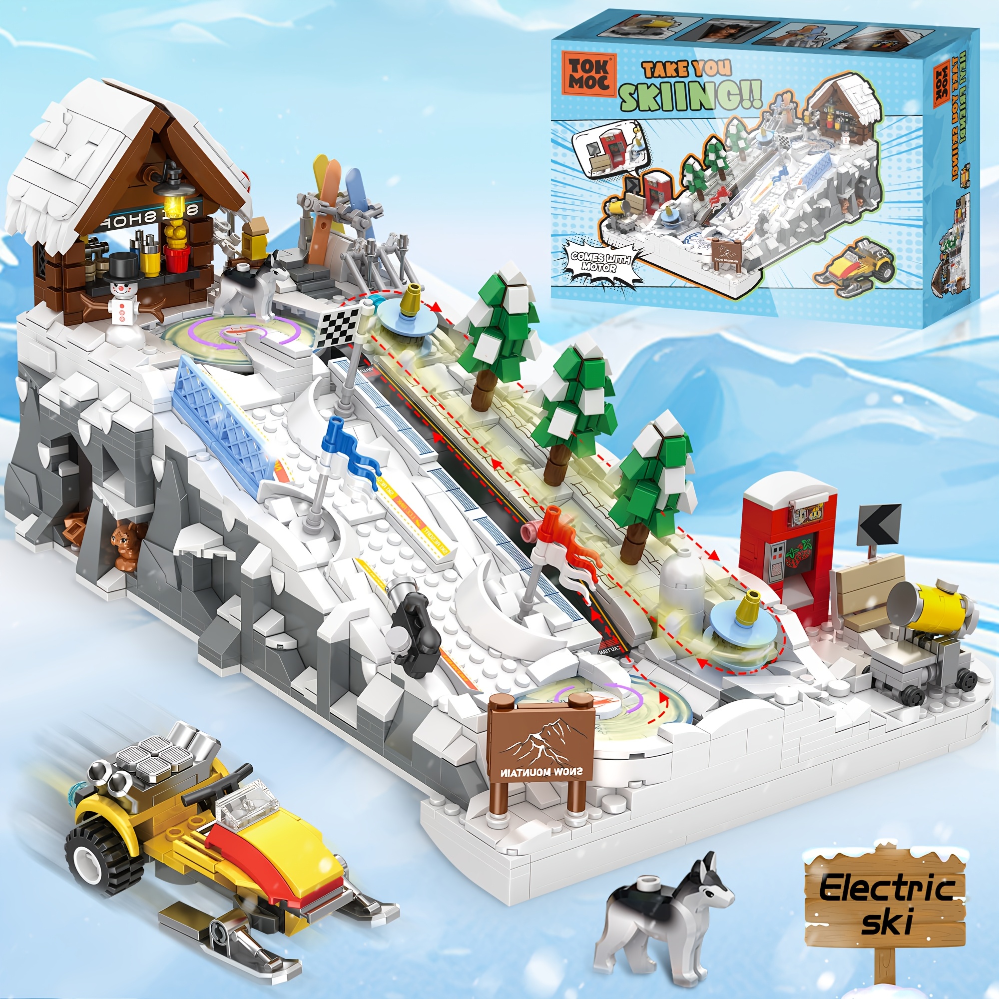 

Ski Resort Building Blocks Set For Adults - 2200pcs Skiing Adventure With Shop & Snowmobile, Perfect Birthday Gift For Teens And Ski Enthusiasts