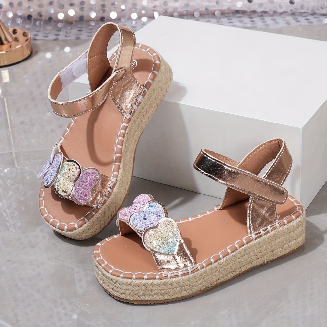 vintage espadrille wedge sandals beige pink Temu Ghana