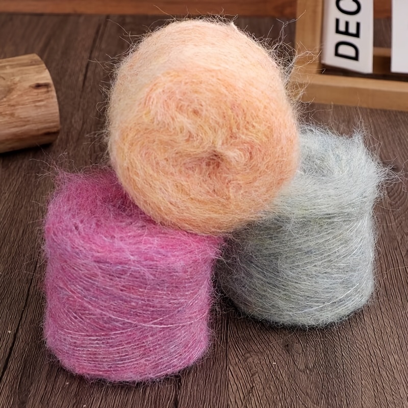 

6pcs JIUWEIDIAOWANG Fil, 300g , Mélange de Laine Multicolore Dégradé (25% Laine, 60% Polyester, 15% Mohair), Texture Épaisse & Fine pour Pulls, Écharpes, Châles, Vestes, Bonnets, Fil Épais