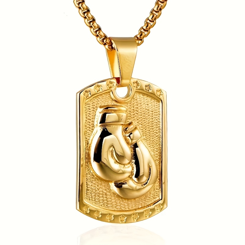 TEMU 1pc Men's Fashion Punk Sports Casual Boxing Gloves Pendant Necklace Classic Boxing Enthusiast Jewelry