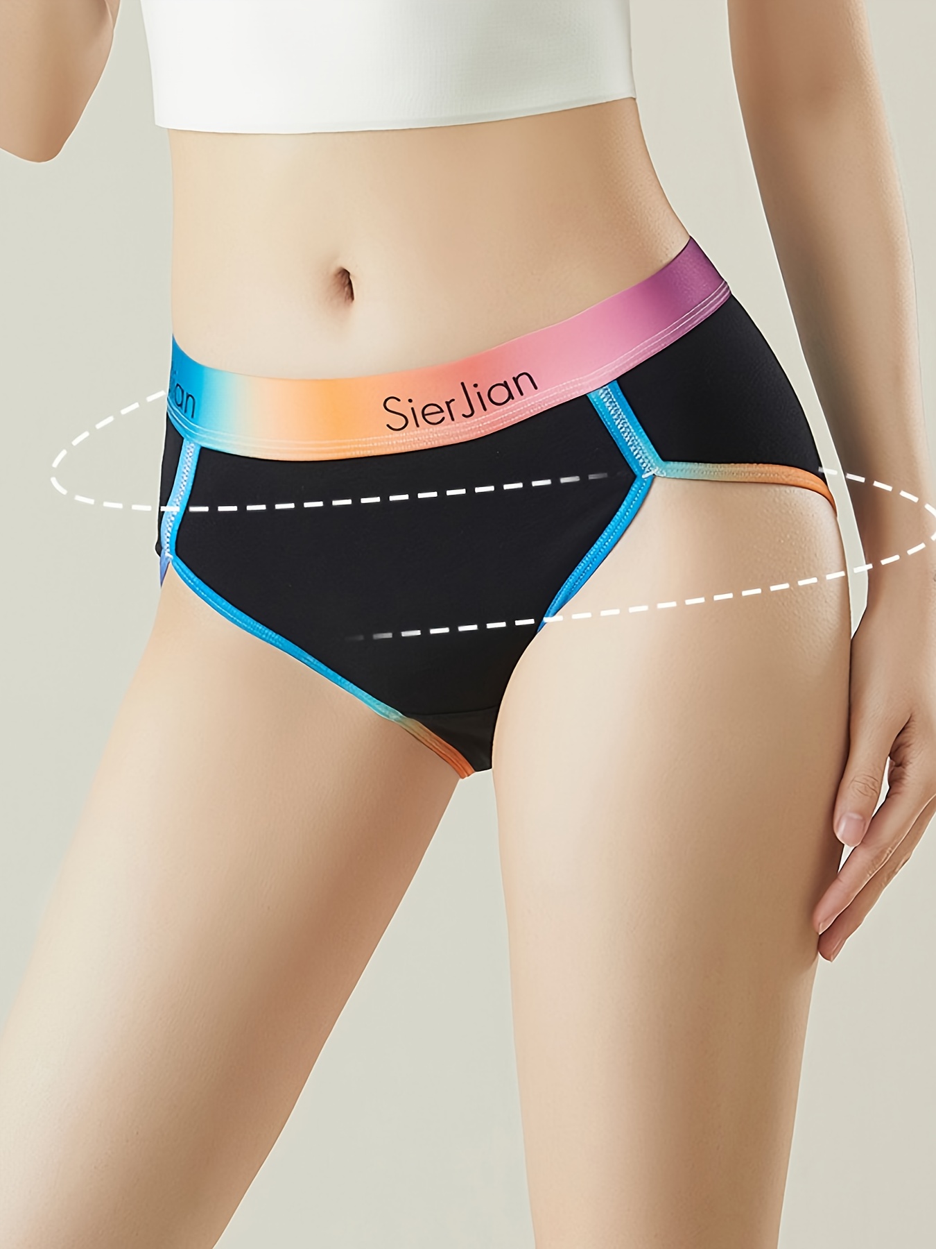 Cute Pattern Colorblock Pastel High Waist Panties Women's - Temu