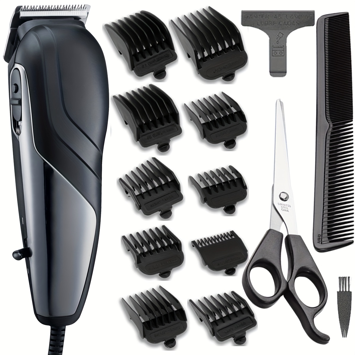 Corded Hair Clipper Set With Adjustable Taper , Home Use Hair Clipper With Ten Size Attachment Combs