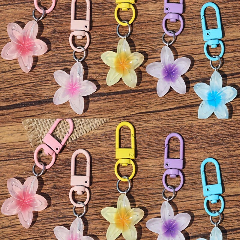 E-shop 10 Bunte Transparente Blumen-Schlüsselanhänger, Niedliche Ohrhörer-Etui-Anhänger, Accessoires-Geschenke Souvenirs