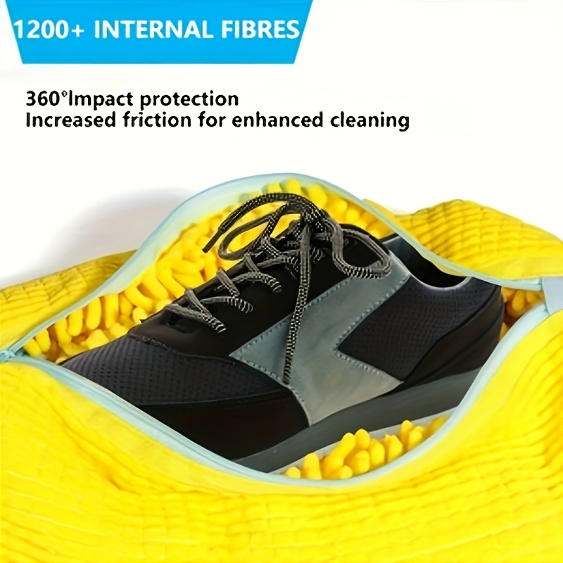 shoe washing bag for washing machine fluffy fiber maintains 360   cleaning durable zipper reusable   bag oval protective laundry bag for sneakers casual shoes dishwasher and washing machine safe laundry bag washing bag details 3