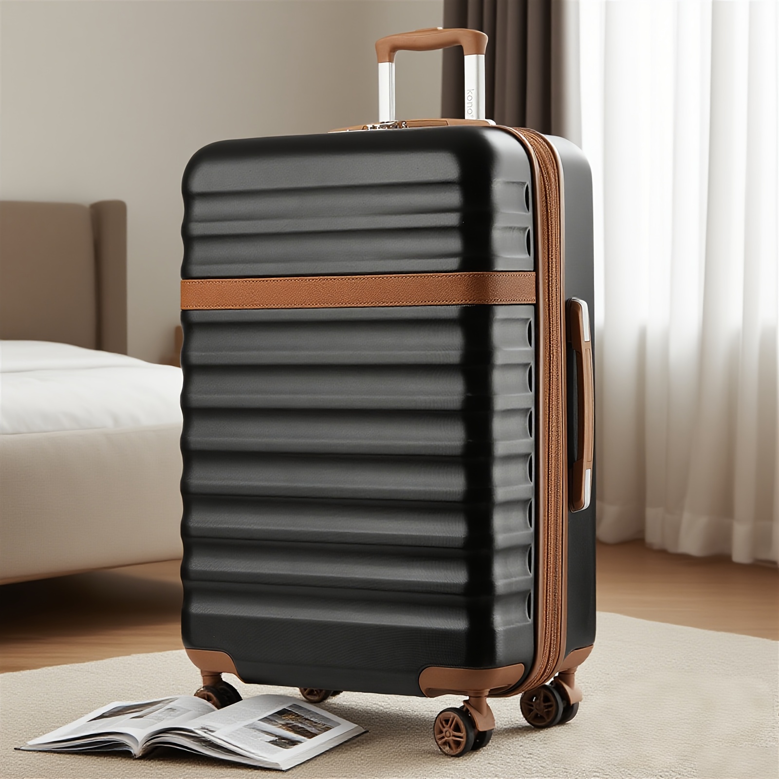 Kono Suitcase In Sizes 20 Inches, 24 Inches, And 28 Inches, Made From Of Abs And Polycarbonate. This Trolley Is Equipped With And A , Making It Ideal For Cabin Use And Lightweight Travel