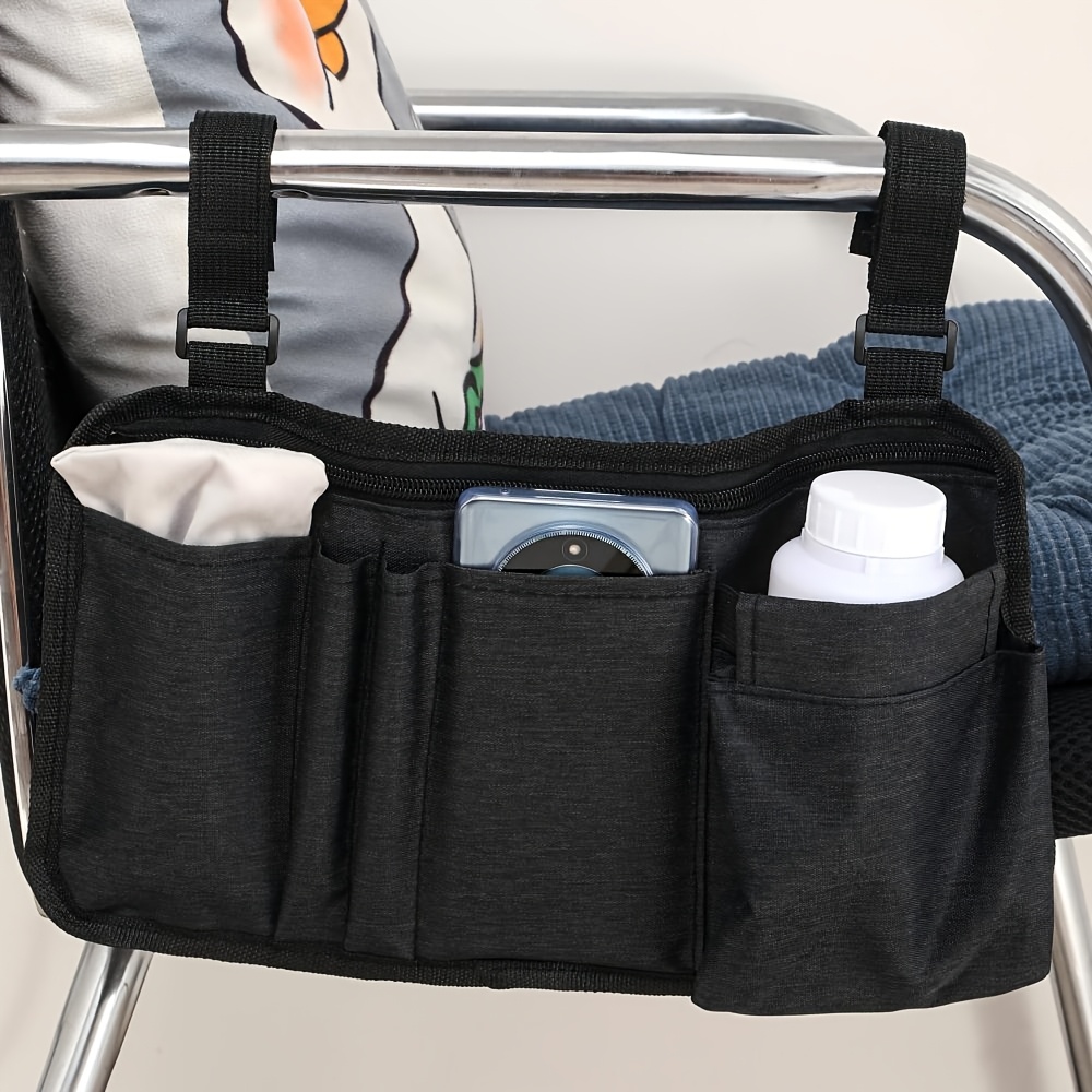 TEMU Walker Bag Organizer With Multiple Pockets, 14x7.7 Inch Adjustable Hanging Storage Bag For Folding Walker, Multi-compartment Accessories Pouch
