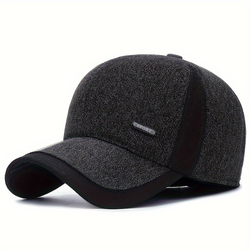 TEMU Warm Baseball   Ear Flaps - Thick Fleece-lined, Windproof Hat For Middle-aged & Elderly