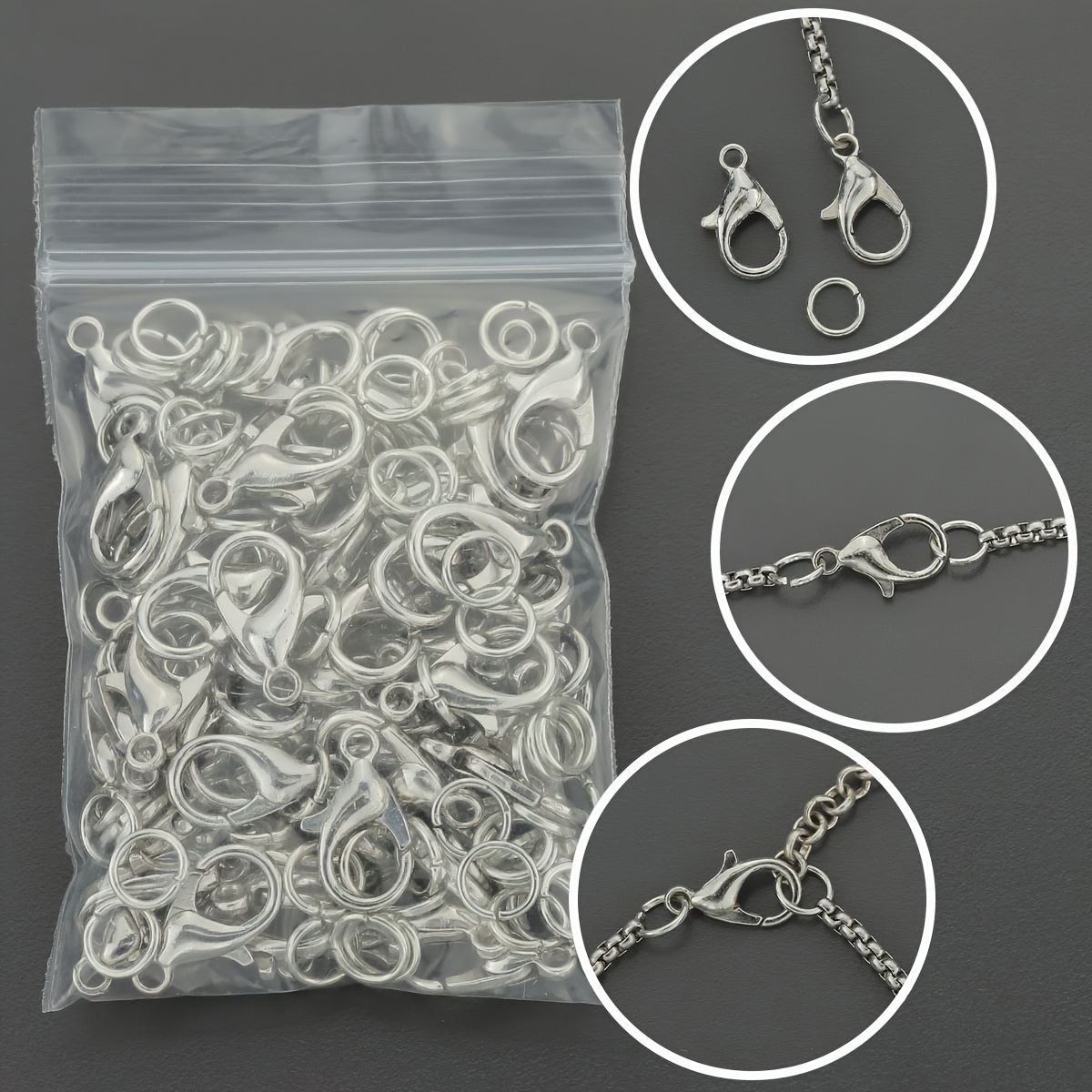200pcs Lobster Clasp & Open Jump Ring Set for Beading