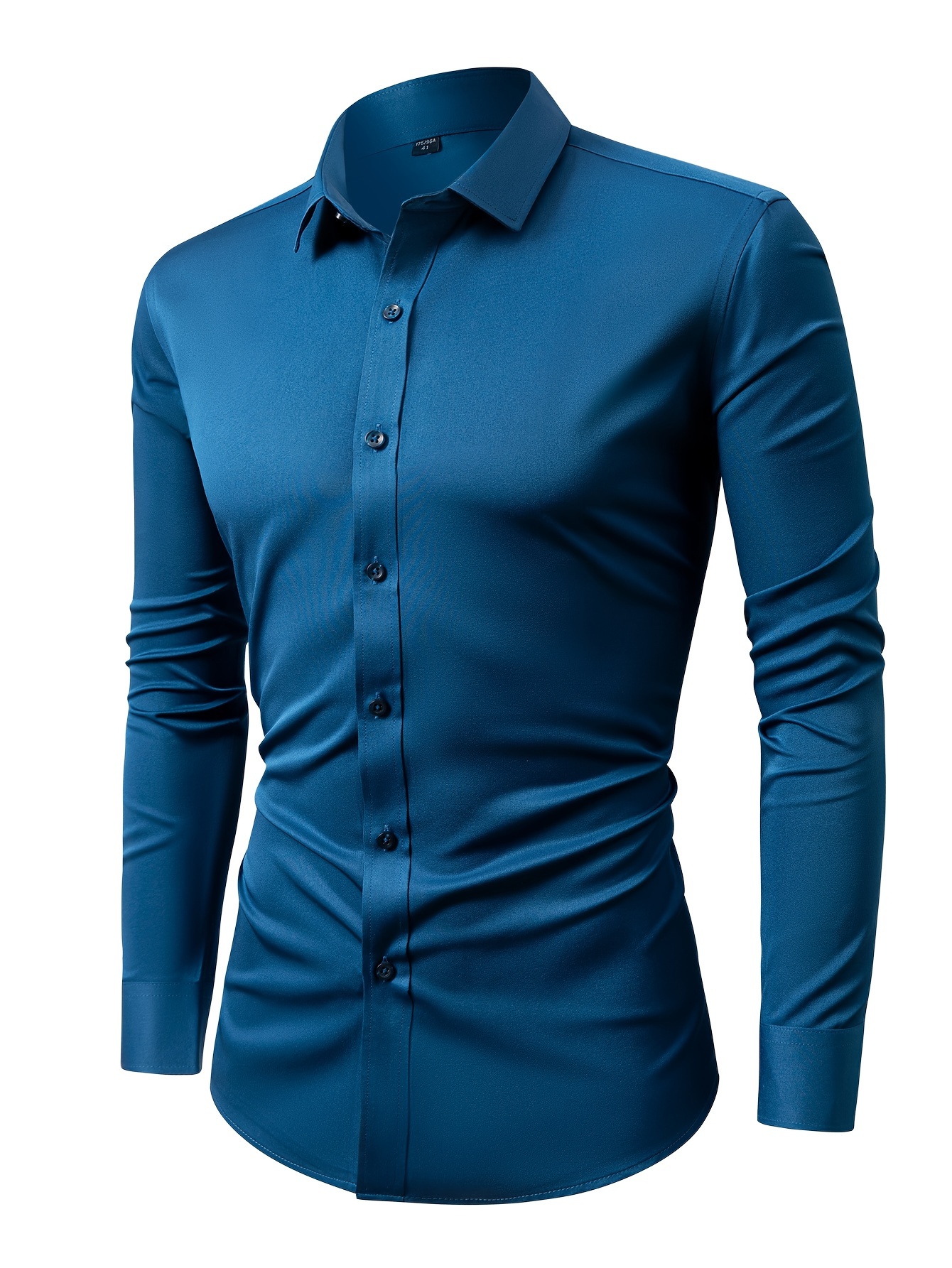 men's long sleeve slim fit dress shirts BOSS Slim-fit shirt in monogram-print performance-stretch material - Black main image 0