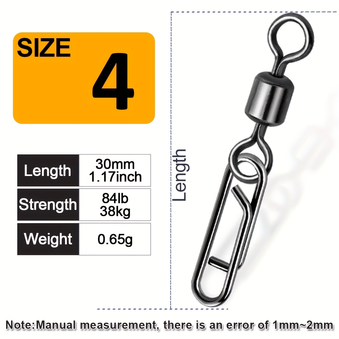 TEMU Natufish 50pcs Fishing Power Clips Swivel Snap Swivel Quick Change Hook Lure Connector High Strength Speed Snap Swivel
