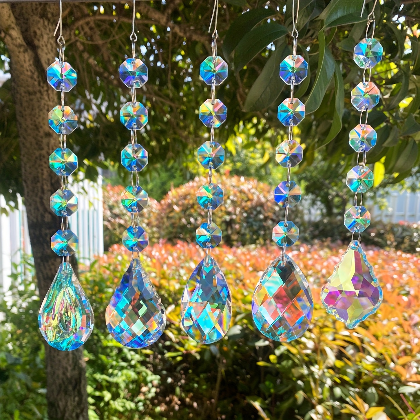 

5 Glass Sun - Contemporary Garden Decor - Diy Wedding/holiday Window Decor - No Feather - 16cm/6.3in Strand Length - Crystal Suncatcher - No Power Required