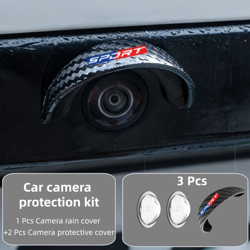 TEMU Kit de protection multiple 3 pièces pour caméra de voiture, kit de protection de housse de garde-, housse de pluie pour voiture de style sport,