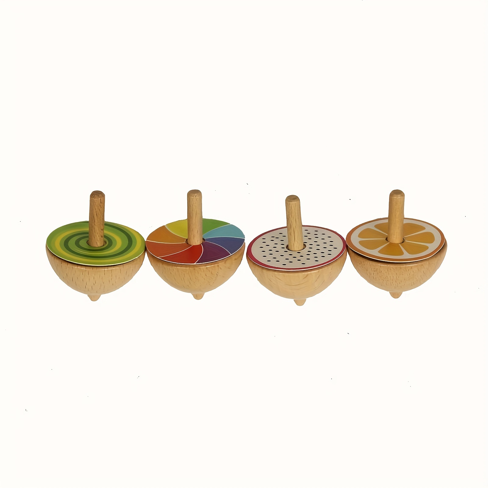 4pcs Wooden Spinning Top Spinning Toy, Gyroscope Toy Fruit Wooden Fruits  Spin Top Colorful Educational Toys, Kindergarten Toys Fidget Spinner For *