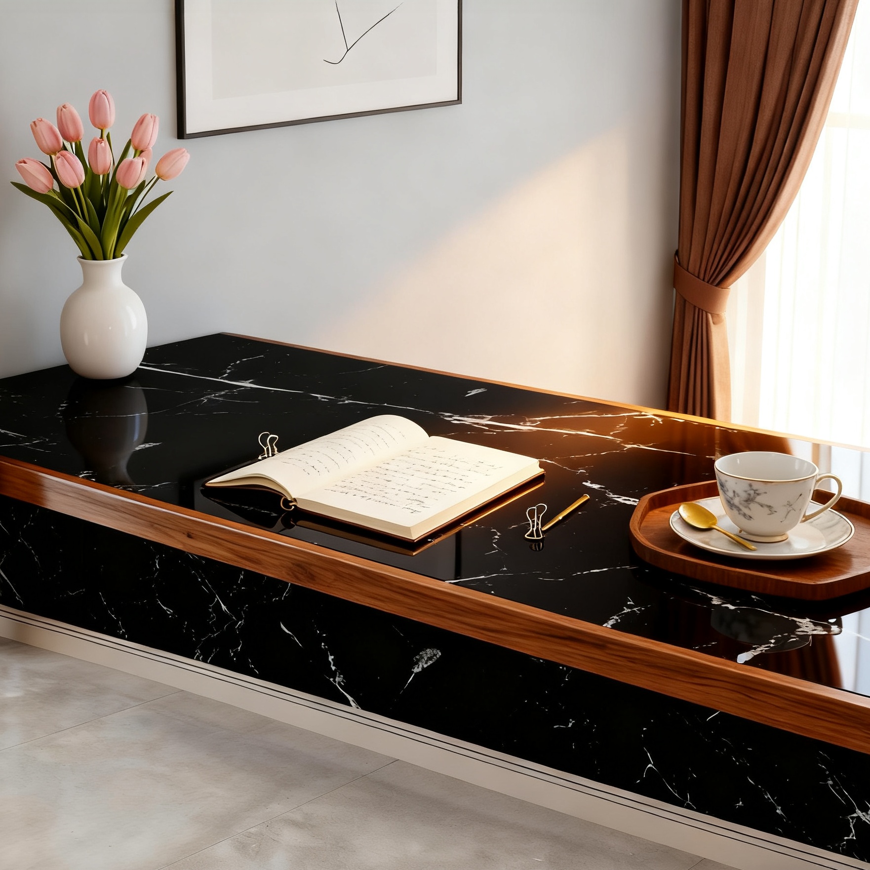 TEMU 1 Roll Marble Peel Stick Waterproof, Heat/oil Insulation, Removable No Residue, Includes Scraper, For Bathroom/living Room/kitchen