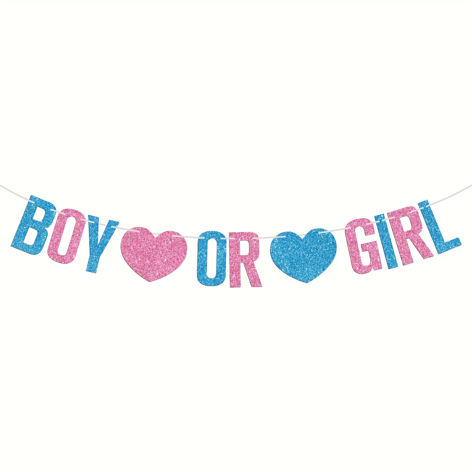 Image of Boy Or Girl Banner, Bunting Flags, Gender Reveal Birthday Pregnancy Announcement Shower Party Decorations, Suitable For Children Boys Girls, Blue And Pink Glitter