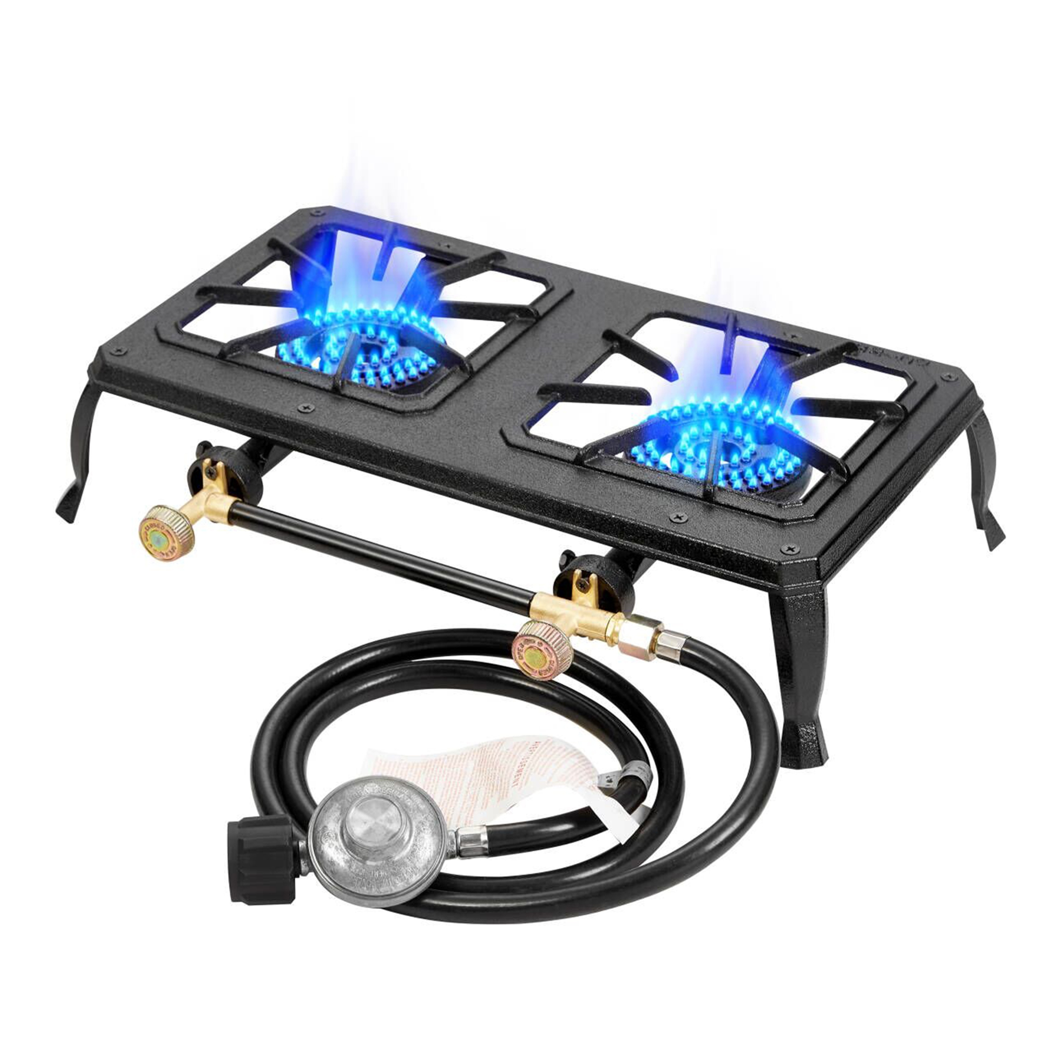 TEMU Dr.camp 2 Burner Propane Gas Stove, Camping Stove, Garden Cooker, Outdoor Grill, 100% Cast Iron, With Csa Regulator And Gas Hose